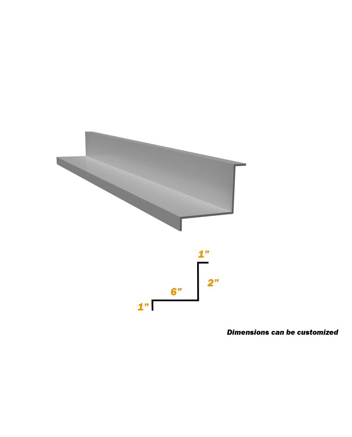 10 Ft, Wall Flashing, 1" x 6" x 6" x 1", 26 Gauge