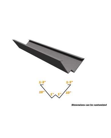 10 Ft, Valley Gutter, 1/2" x 10" x 1" x 1"x 10" x 1/2", 26 Gauge 10 Ft, Valley Gutter, 1/2" x 10" x 1" x 1"x 10" x 1/2", 26 Gauge