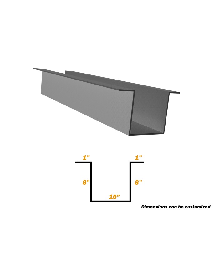 20Ft, Box Gutter, 1" x 8" x 10" x 8" x 1", 24 Gauge. 20Ft, Box Gutter, 1" x 8" x 10" x 8" x 1", 24 Gauge.