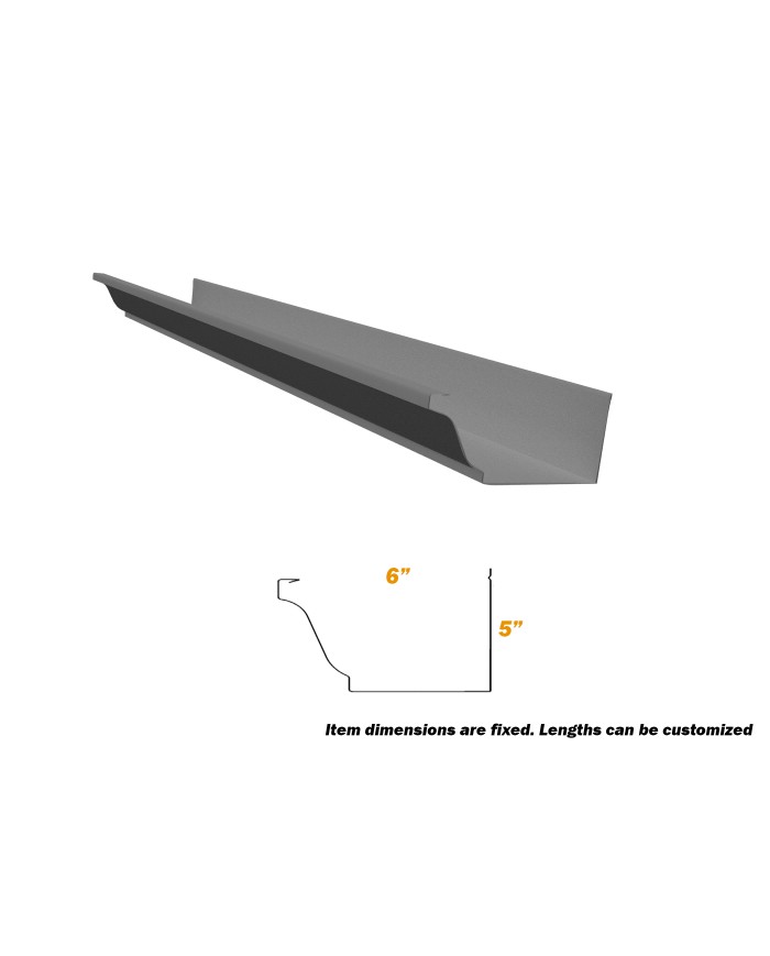 6" , K-STYLE Aluzinc Guttering, 30 Ft, 26 Gauge