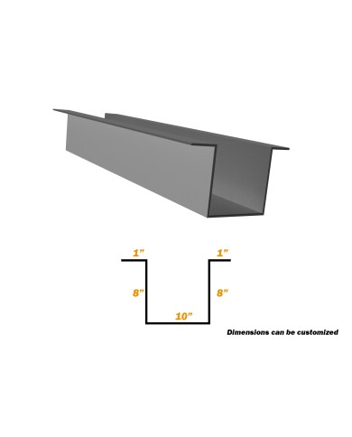 20Ft, Box Gutter, 1" x 8" x 10" x 8" x 1", 26 Gauge. 20Ft, Box Gutter, 1" x 8" x 10" x 8" x 1", 26 Gauge.