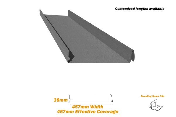 18", Standing Seam Roof Panel, 26 Gauge 10Ft