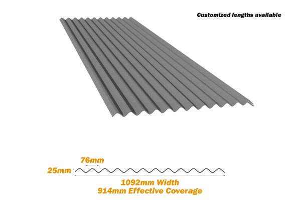 42", Corrugated Roofing Panel, 28 Gauge, 10 Ft